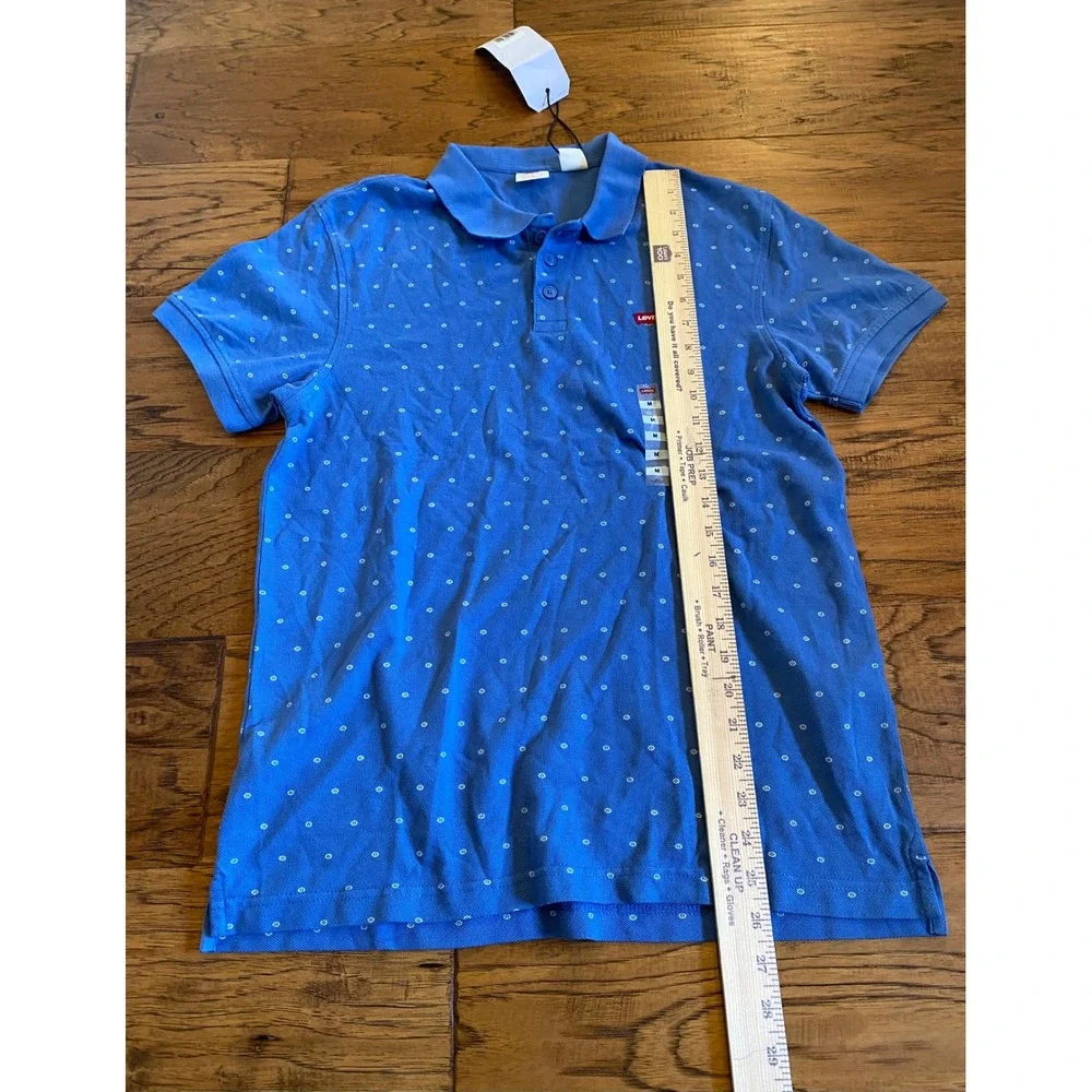 Levis Housemark Polo Shirt Mens Medium Blue Geometric Print Performance